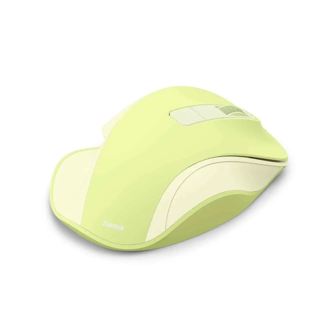Hama WM-500 kabellose ergonomische Maus mit komfortabler Form, ideal für Büro und Homeoffice, auf einem Schreibtisch liegend