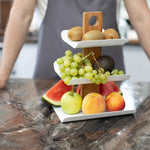 Moderne Etagere 3-stöckig Holz & Metall 33cm – Schwarzer Obstkorb & Obstschale