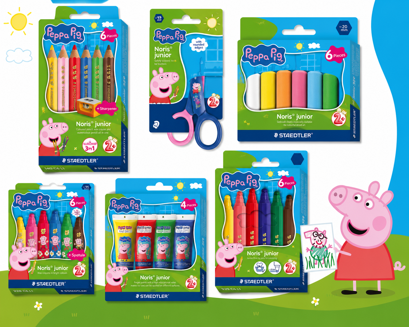 STAEDTLER Noris Junior Peppa Pig Creative Bundle, 6-piece painting and crafting set for children