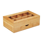 Bambus-Teebox mit Schublade in Braun, 33 x 20 cm, von Relaxdays, mit Fächern für Teebeutel und Stauraum.