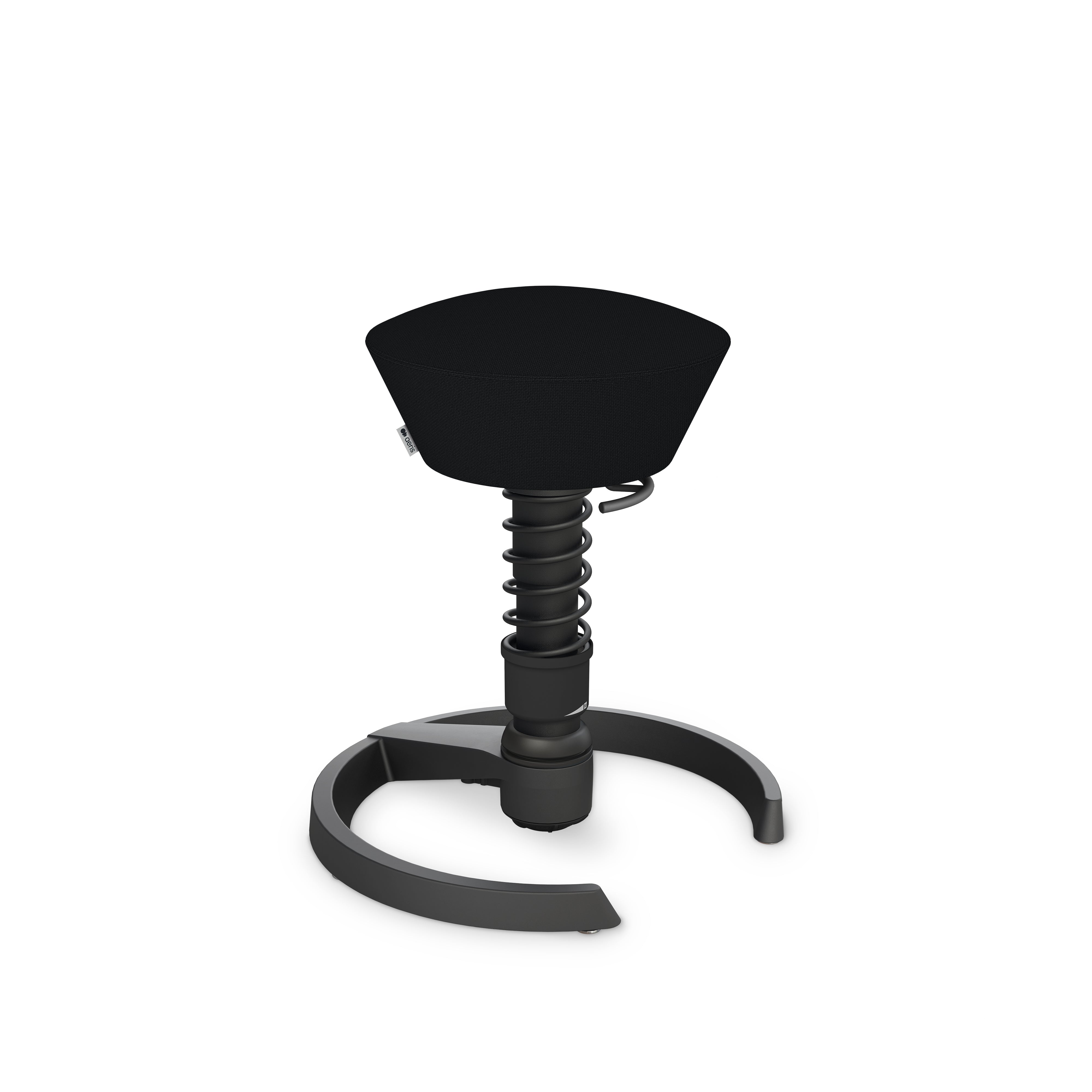 Dunkelgrauer Aeris Swopper Bürostuhl mit dynamischem Design und schwarzen Gleitern, ergonomischer Sitz für mehr Beweglichkeit.