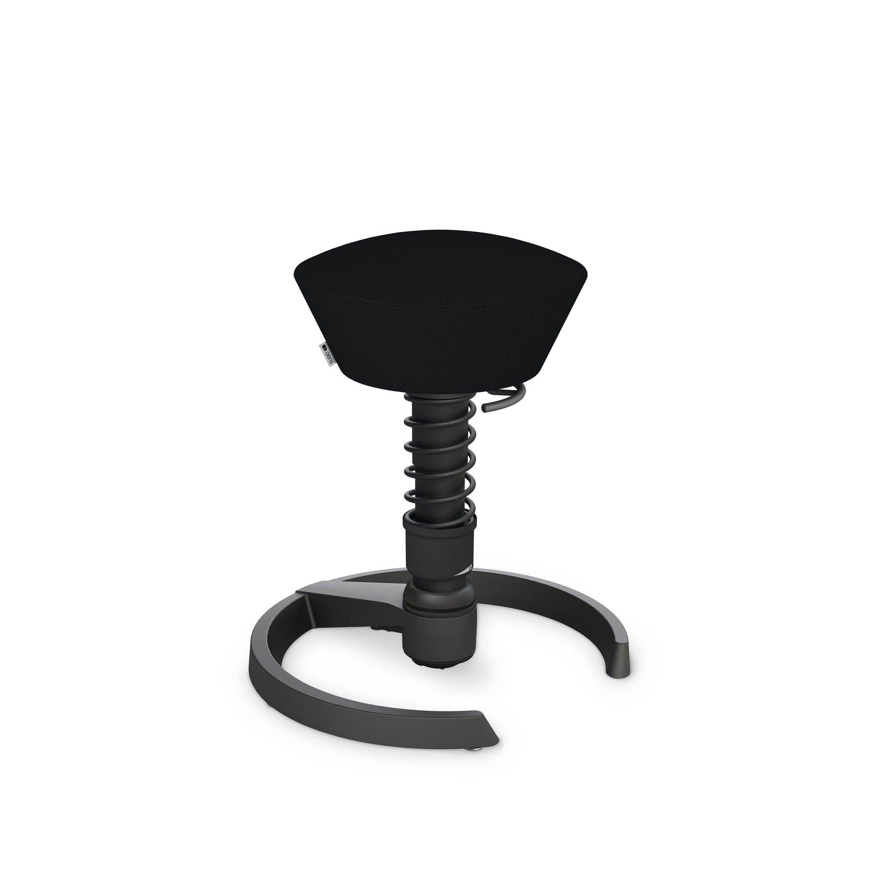 Dunkelgrauer Aeris Swopper Bürostuhl mit dynamischem Design und schwarzen Gleitern, ergonomischer Sitz für mehr Beweglichkeit.