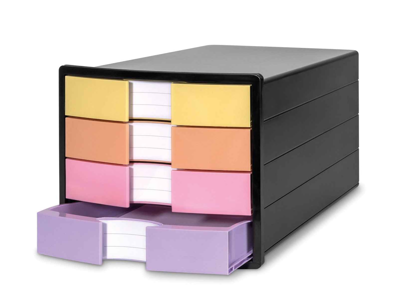 HAN Pastellfarben Schubladenbox IMPULS für DIN A4/C4, offene Dokumentenbox mit 4 Schubladen, ideal für Organisation und Aufbewahrung