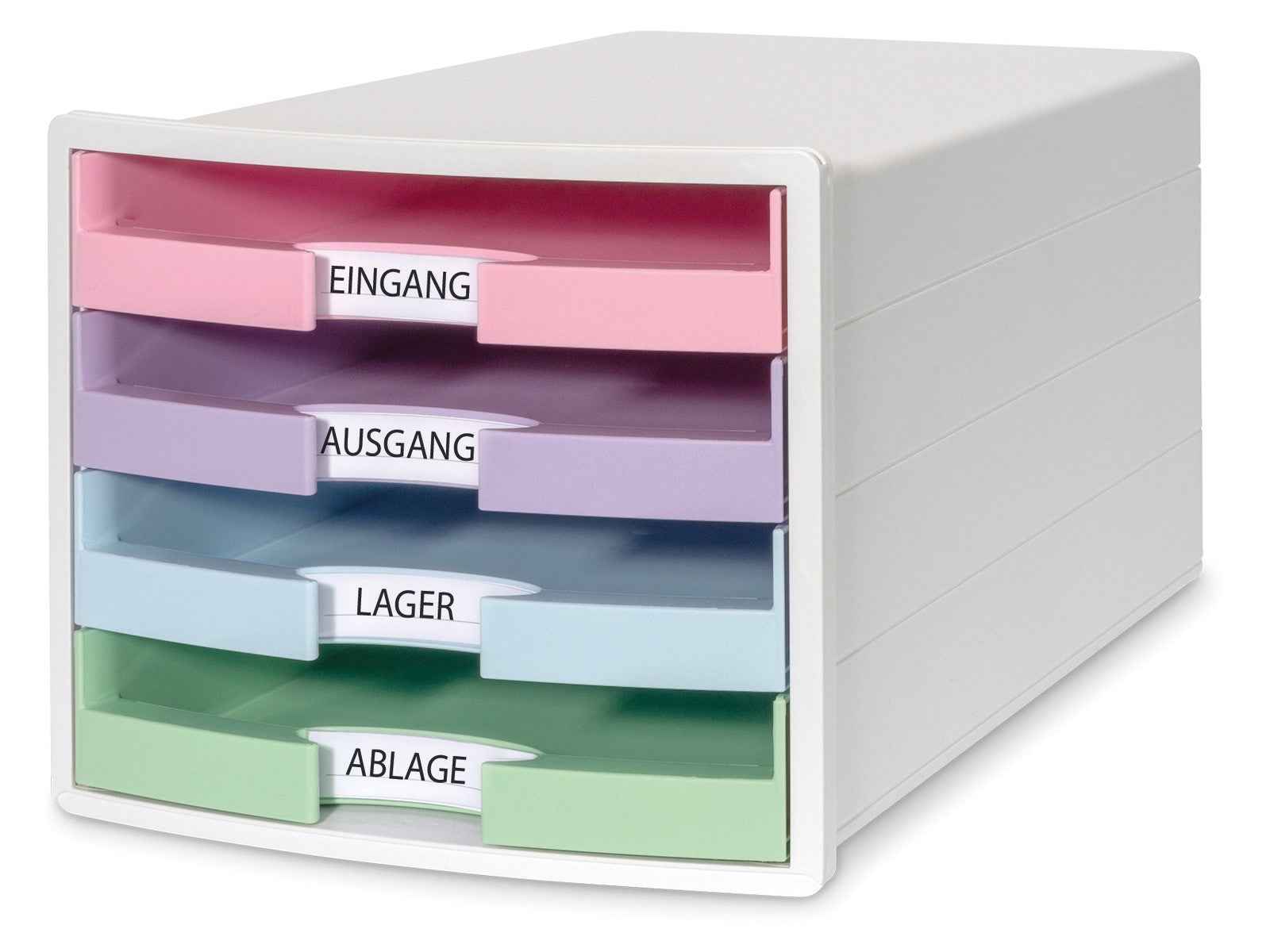 HAN IMPULS Schubladenbox mit 4 offenen A4/C4-Dokumentenschubladen aus Kunststoff, ideal für Aktenorganisation