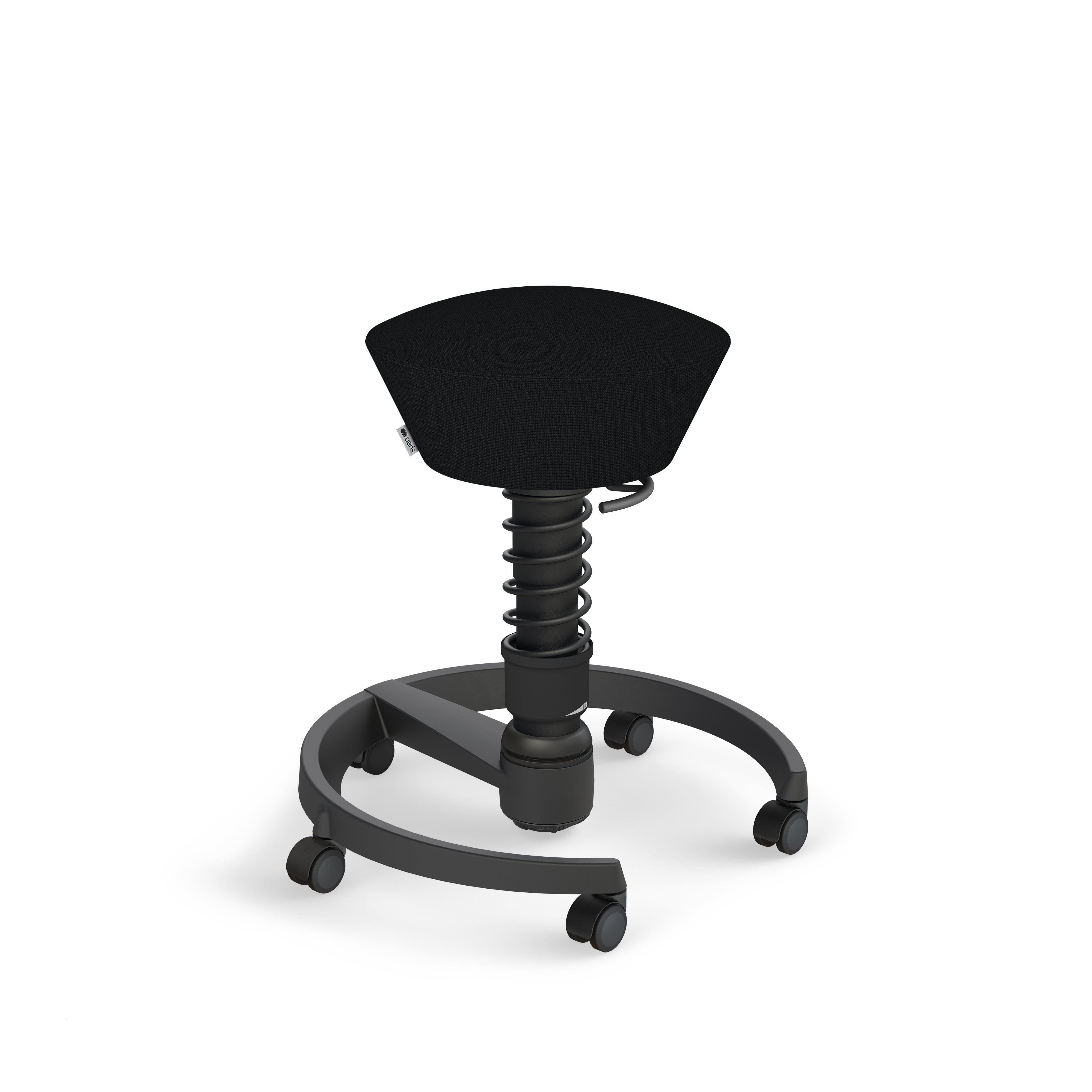 Dunkelgrauer Aeris Swopper Bürostuhl mit Rollen, ergonomischer Sitz für dynamisches Sitzen, schwarz/ schwarz