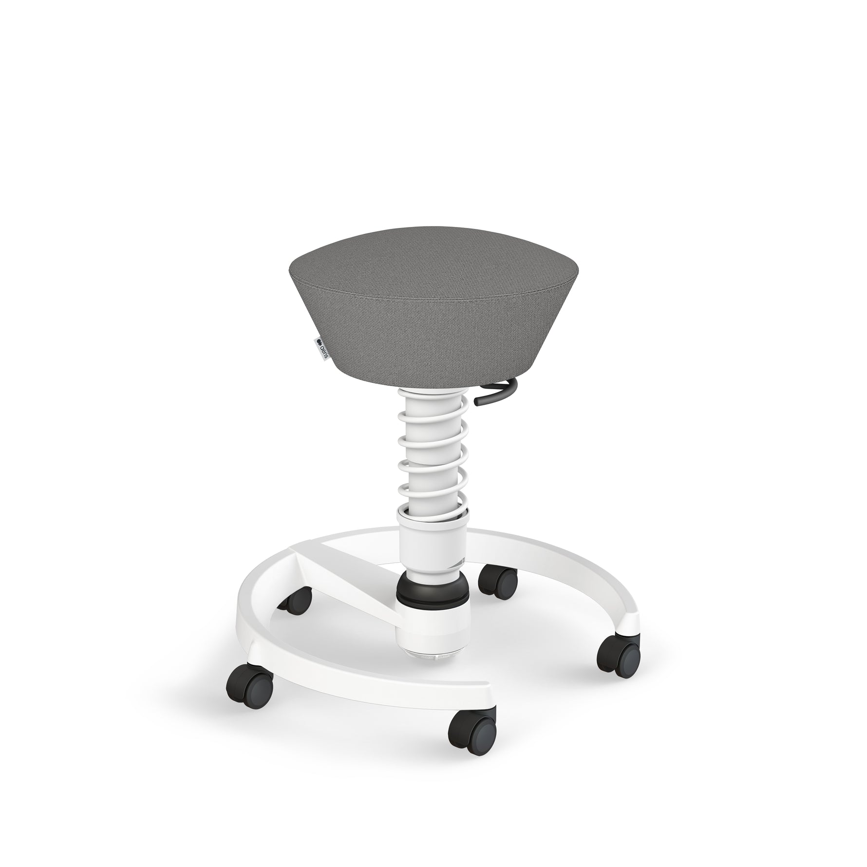 Aeris Swopper Bürostuhl mit Rollen, weißer Sitz und Rückenlehne, dynamischer ergonomischer Stuhl für den Schreibtisch.