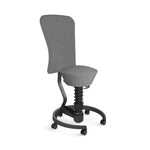Aeris Swopper mit Lehne, schwarzer Schreibtischstuhl mit grauem Sitz, dynamischer Drehstuhl mit Rollen für harte Böden, ergonomisches Design