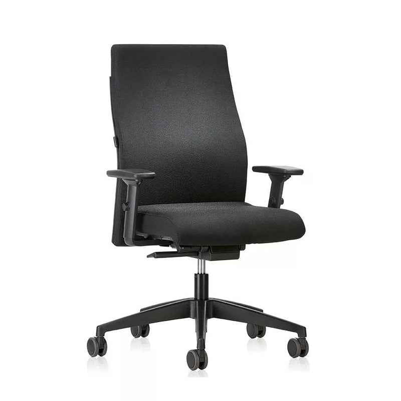 Bürodrehstuhl Wiepa Flight mit und ohne Kopfstütze, ergonomischer Sitz mit verstellbaren Armlehnen, schwarzer Bezug, modern gestaltet