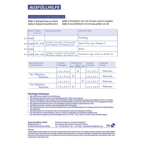 Avery Zweckform Fahrtenbuch 223 – Rechtssicherer km-Nachweis im DIN A5 Format – Produktbild 6