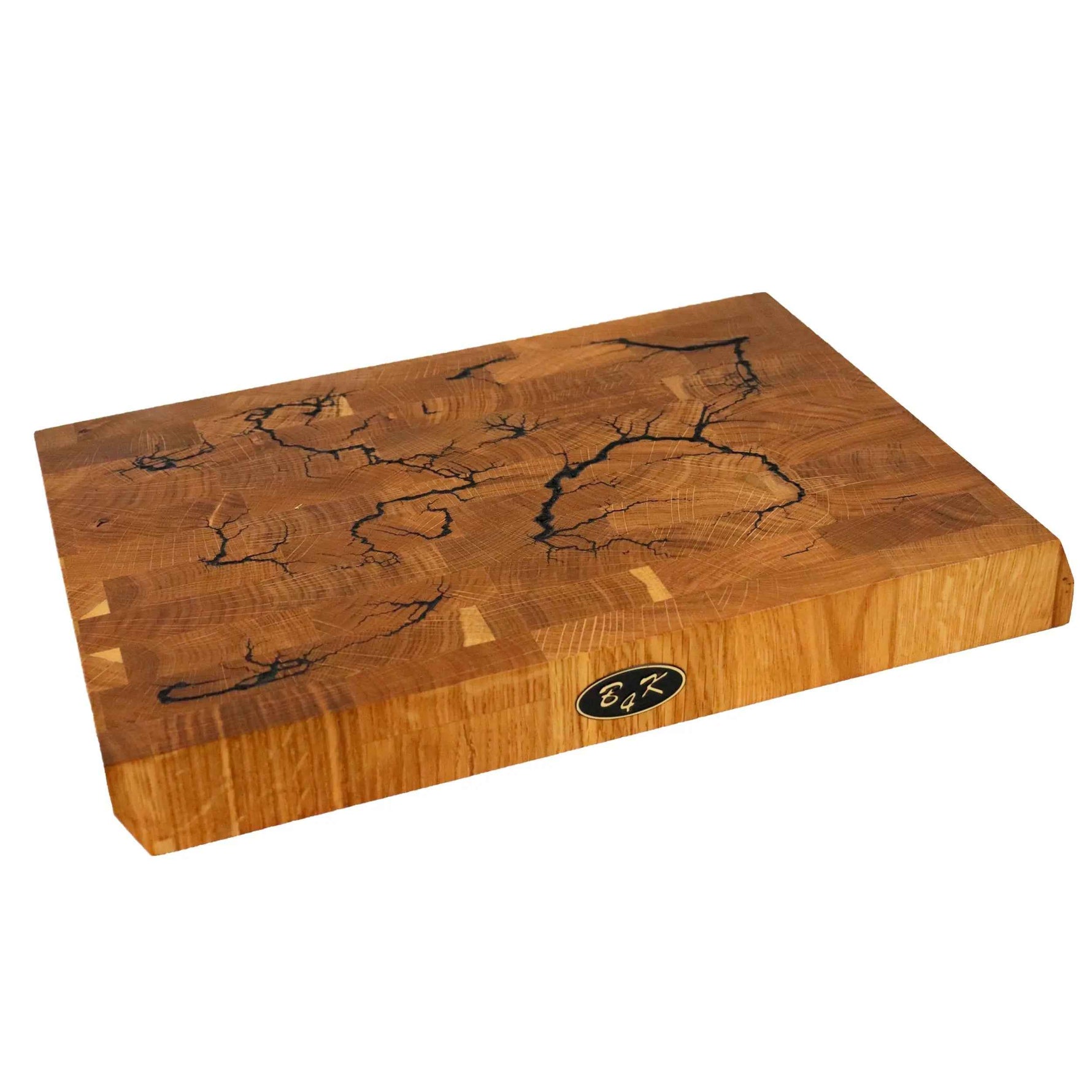 Designer Stirnholzbrett Eiche 35x25x4cm – Unikat mit Lichtenberg-Blitzen