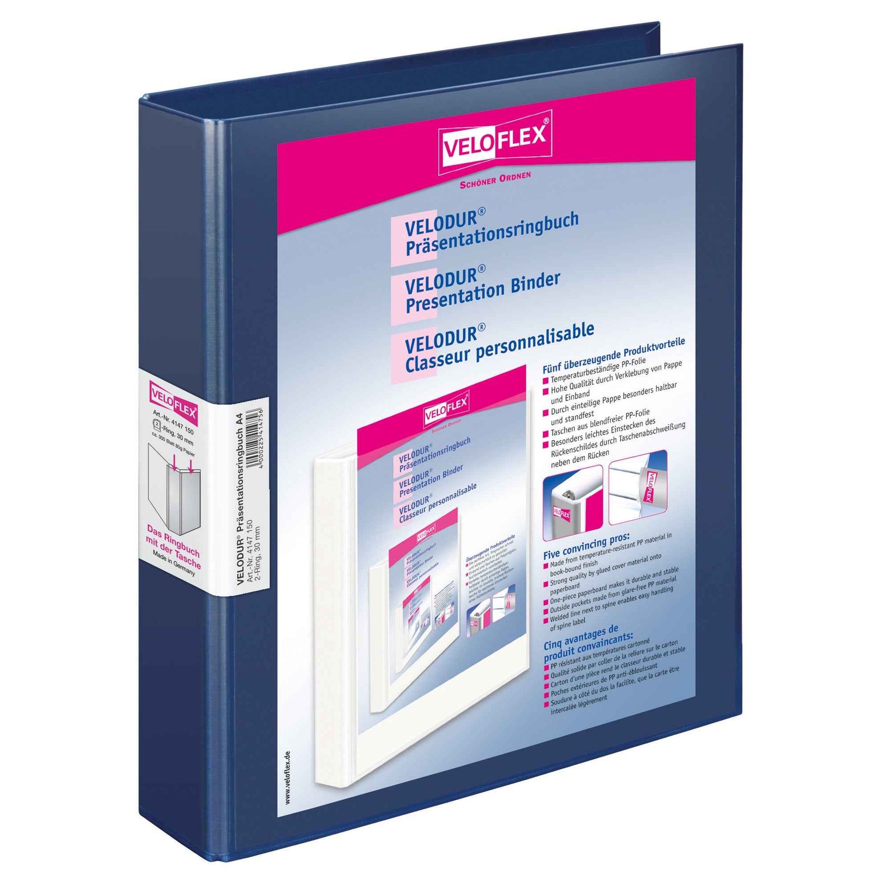 Veloflex Präsentationsringbuch VELODUR® 46 mm DIN A4 2 Ringe, D-Mechanik