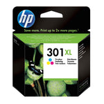 HP Tintenpatrone 301XL in Cyan, Magenta und Gelb, hochwertige Druckertinte für HP Drucker, Nahaufnahme der Tintenpatrone