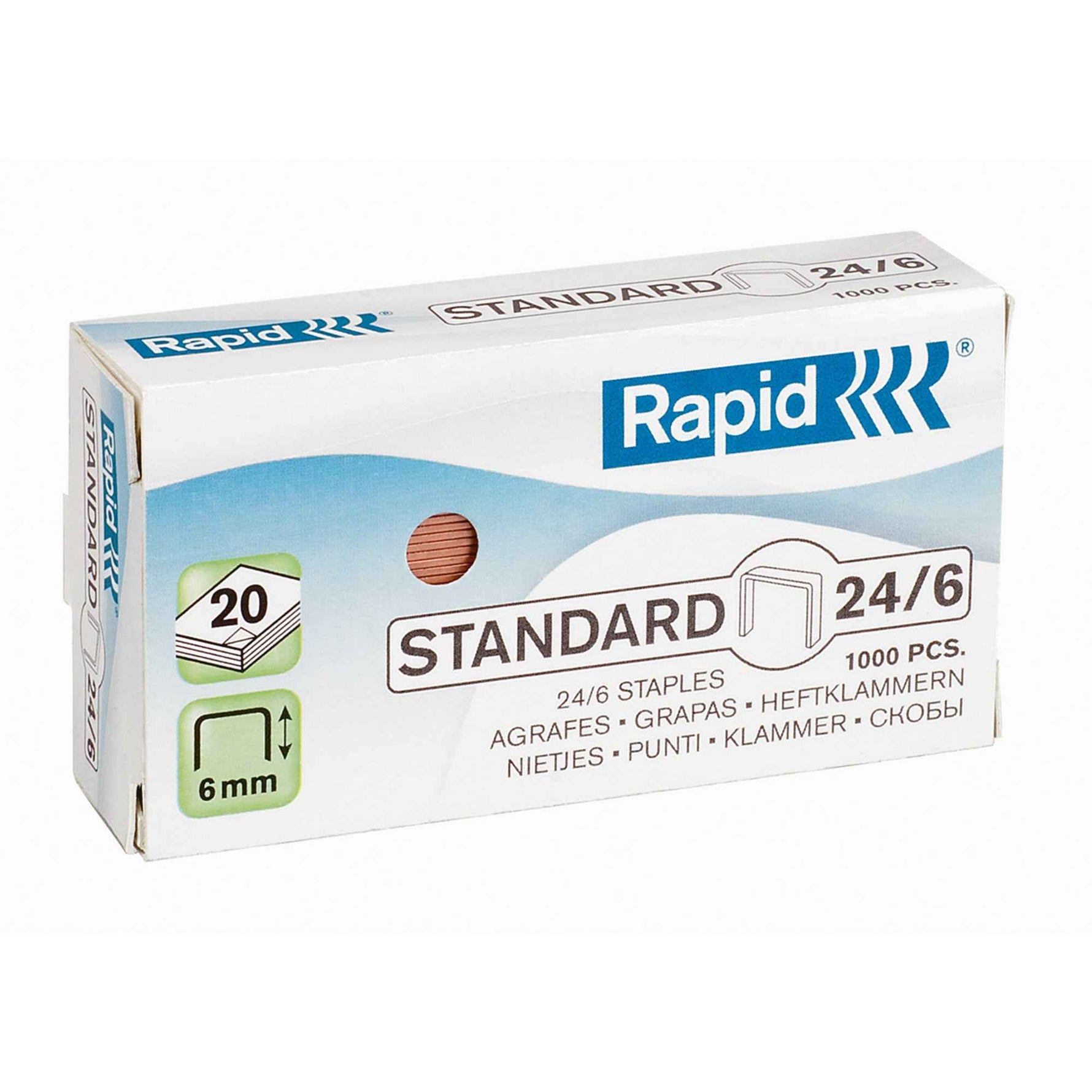 Rapid Heftklammer Standard 24/6 Stahl, verkupfert