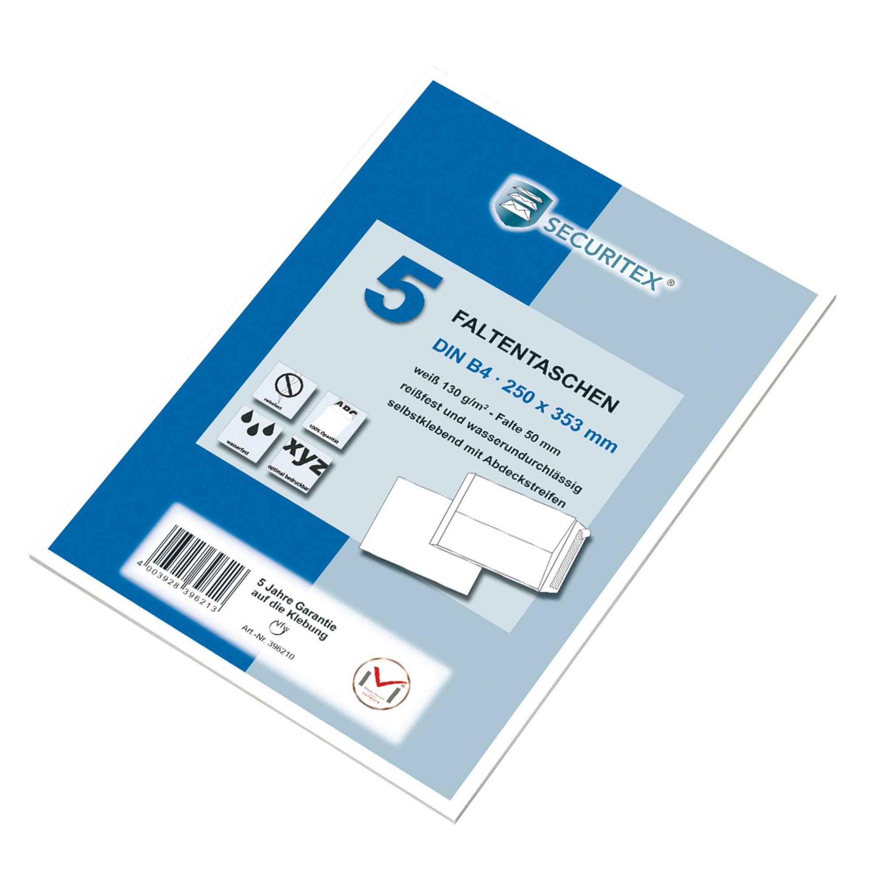 SECURITEX® Faltentasche DIN B4 5 St./Pack.
