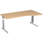 Geramöbel Schreibtisch C Fuß Flex 1.800 x 680-820 x 800/1.000 mm (B x H x T) Freiform rechts – Produktbild 6