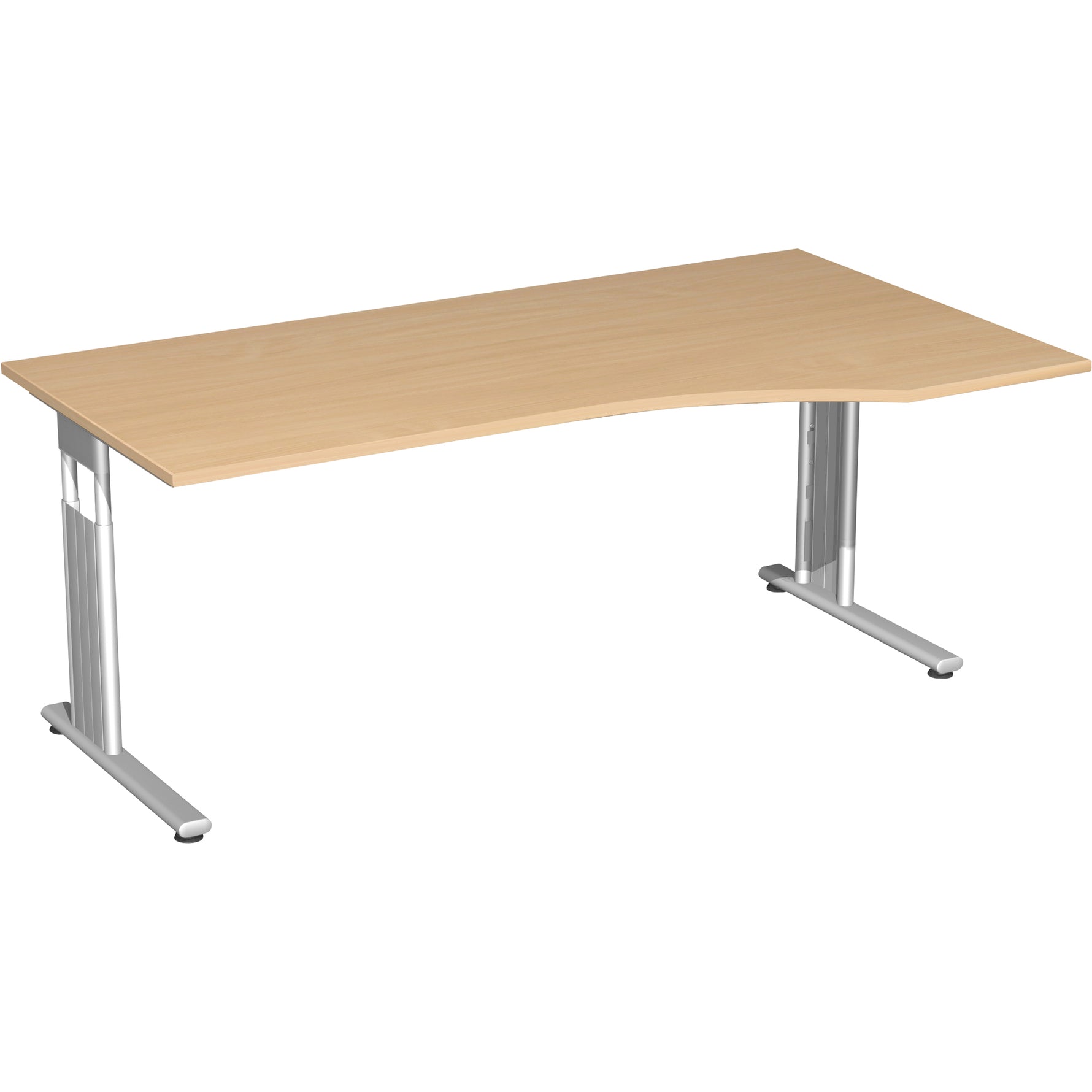 Geramöbel Schreibtisch C Fuß Flex 1.800 x 680-820 x 800/1.000 mm (B x H x T) Freiform rechts – Produktbild 6