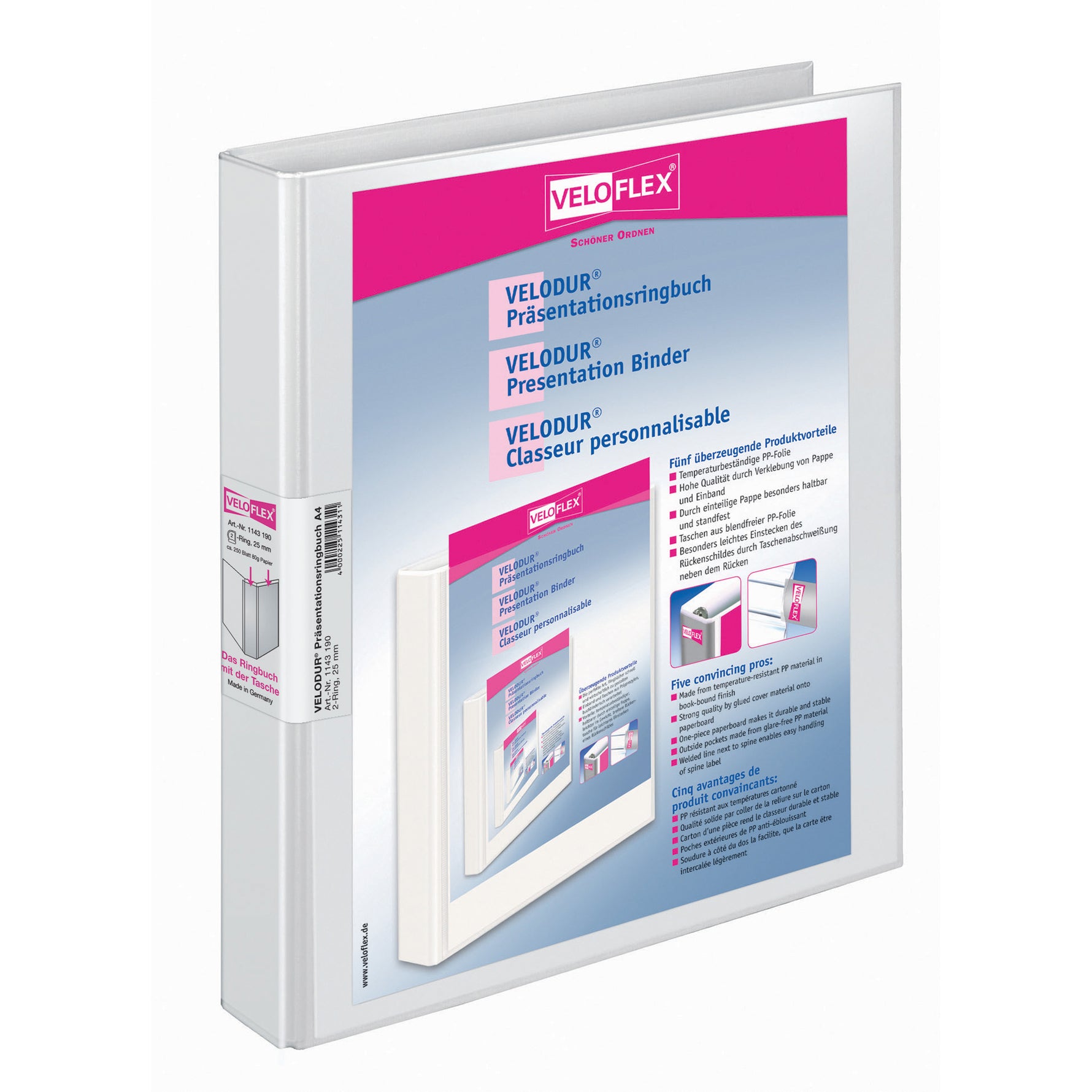 Veloflex Präsentationsringbuch VELODUR® 60 mm DIN A4 4 Ringe, D-Mechanik - Wiepa Bürofachpartner