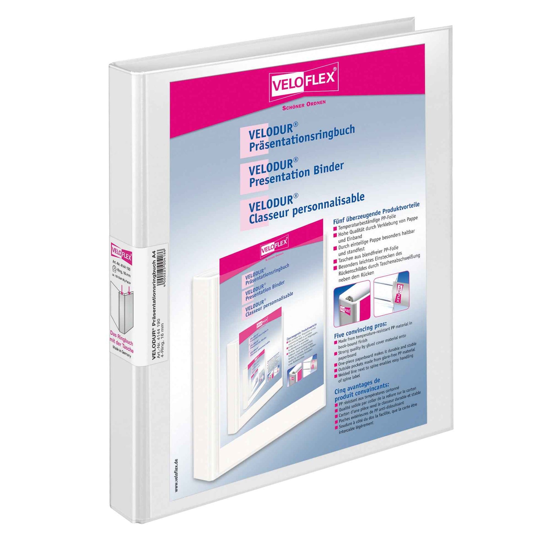 Veloflex Präsentationsringbuch VELODUR® 20 mm DIN A4 4 Ringe, Rundmechanik