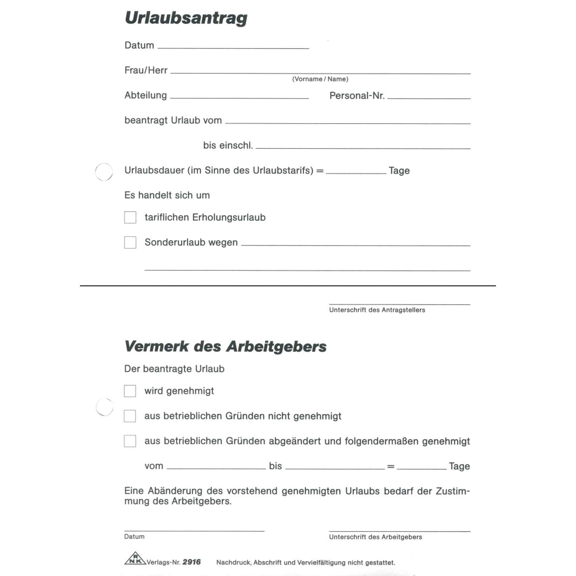 RNK Verlag Urlaubsantrag