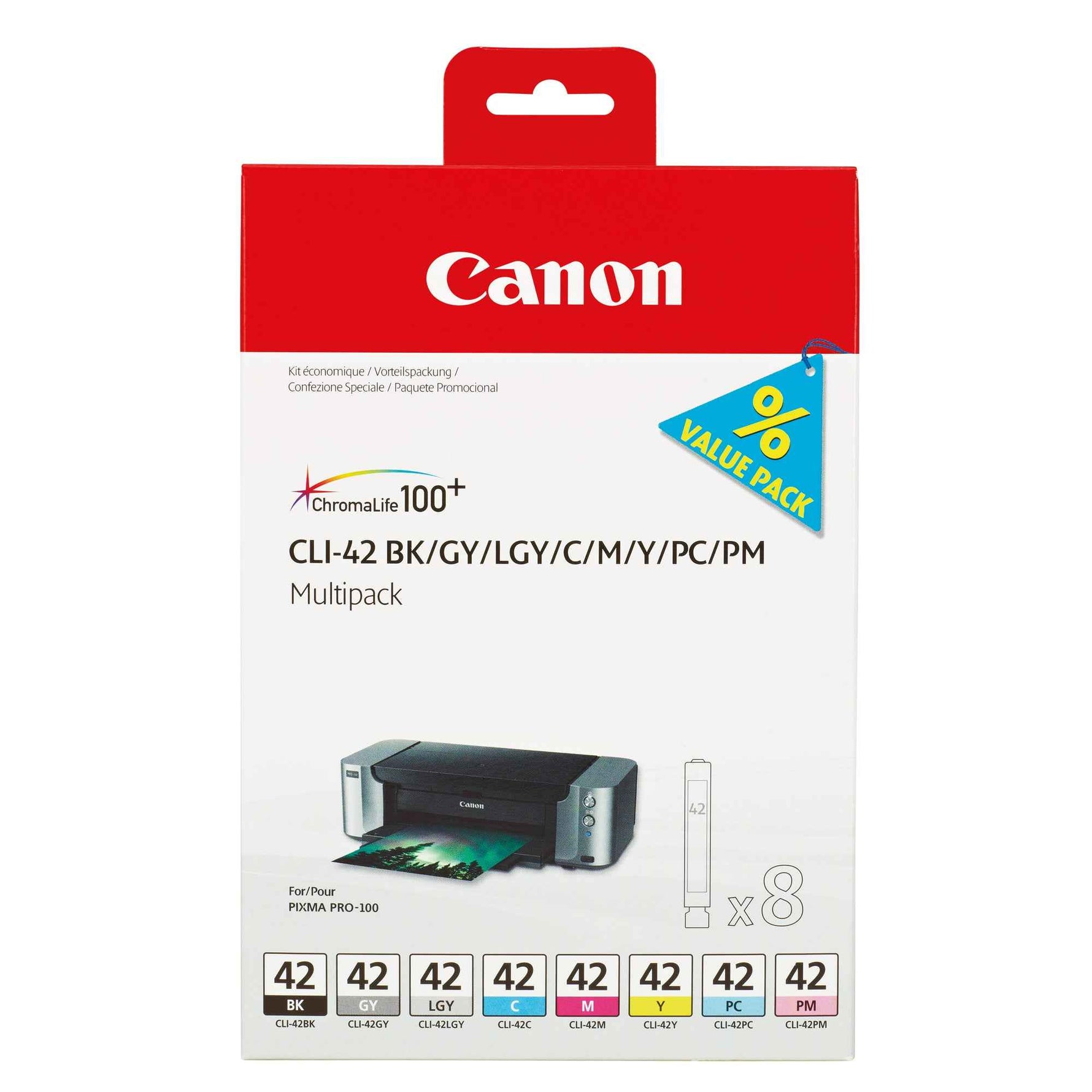 Canon Tintenpatrone CLI-42 BK/GY/LGY/C/M/Y/PC/PM schwarz, cyan, magenta, gelb, fotocyan, fotomagenta, grau, hellgrau