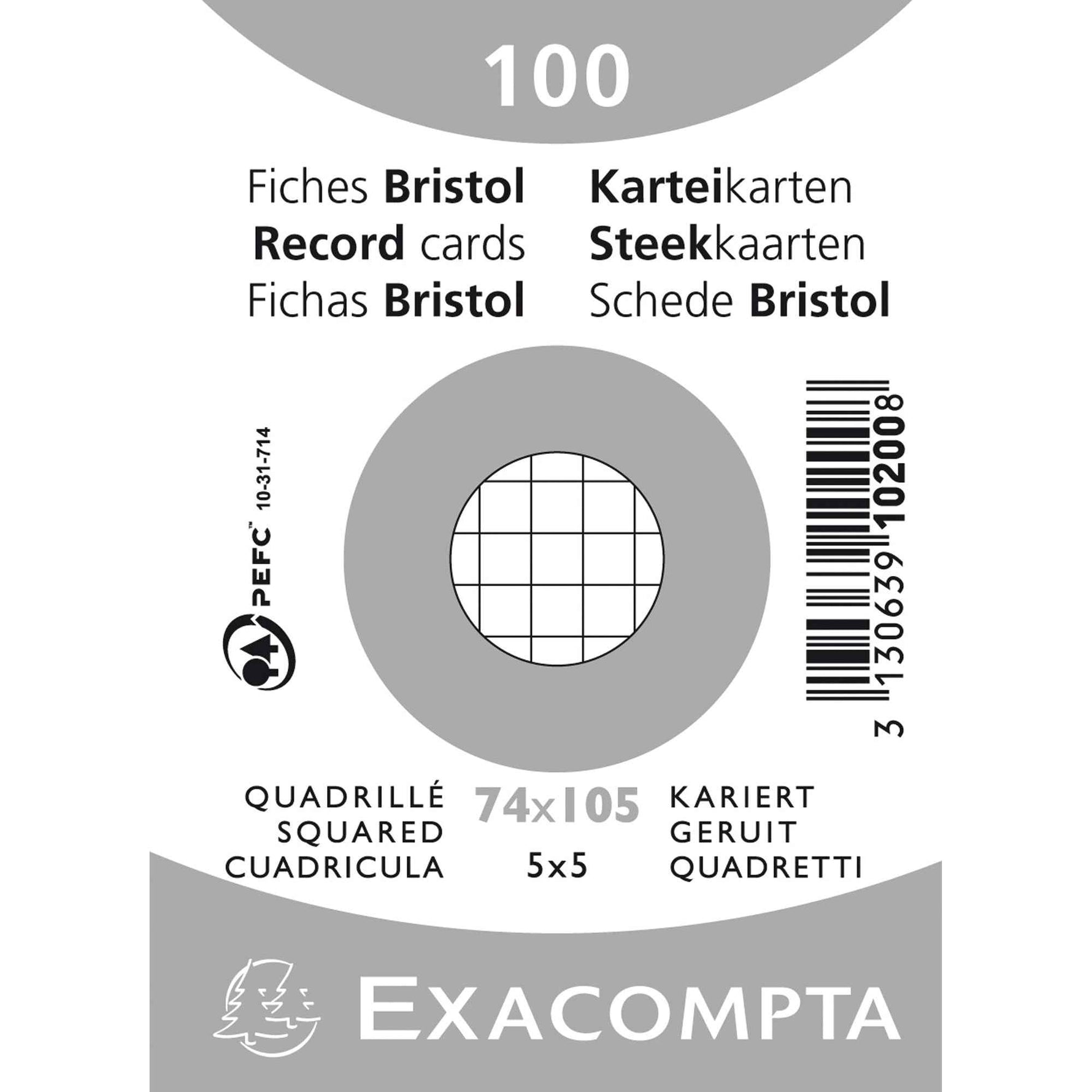Exacompta Karteikarte DIN A7 kariert