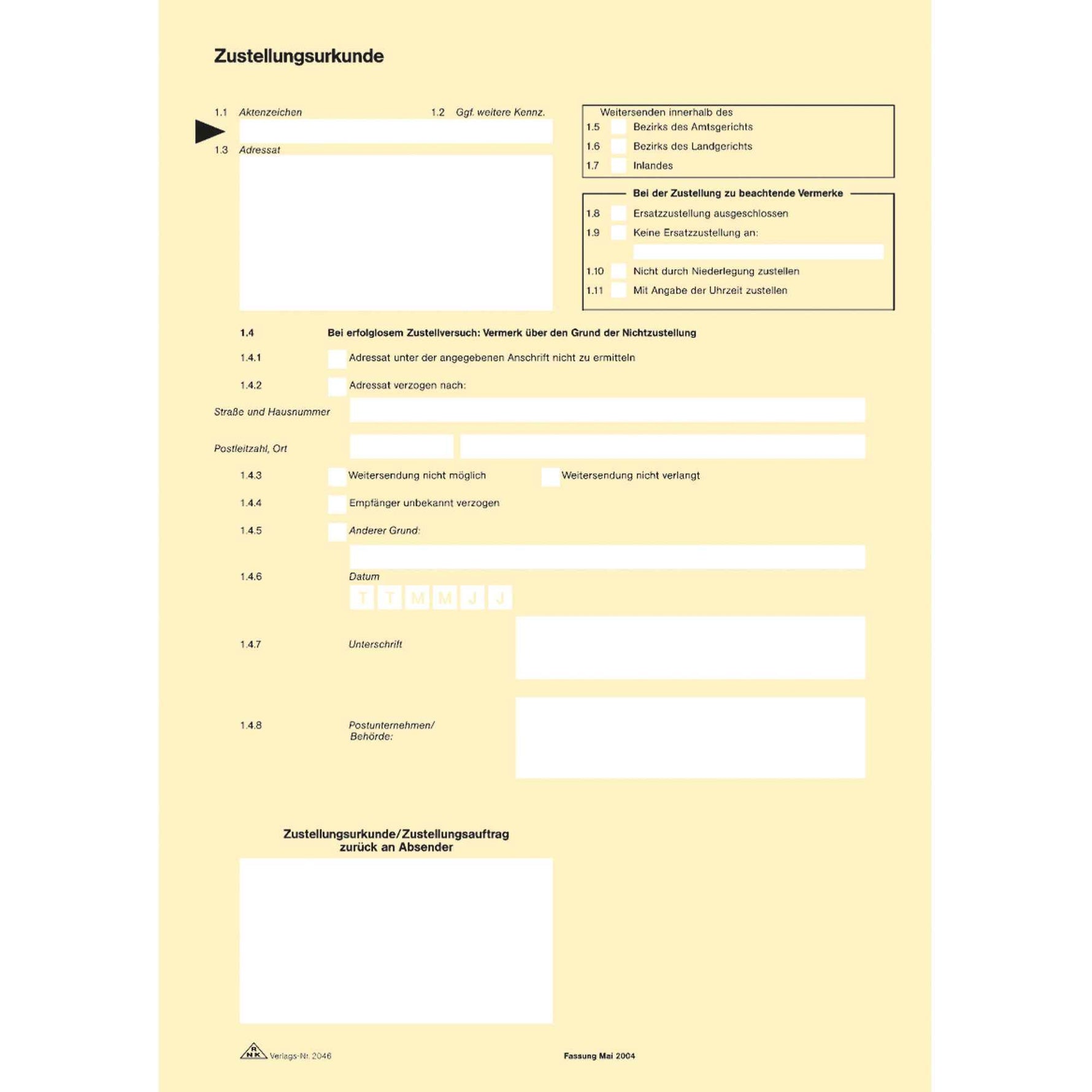 RNK Verlag Zustellungsurkunde