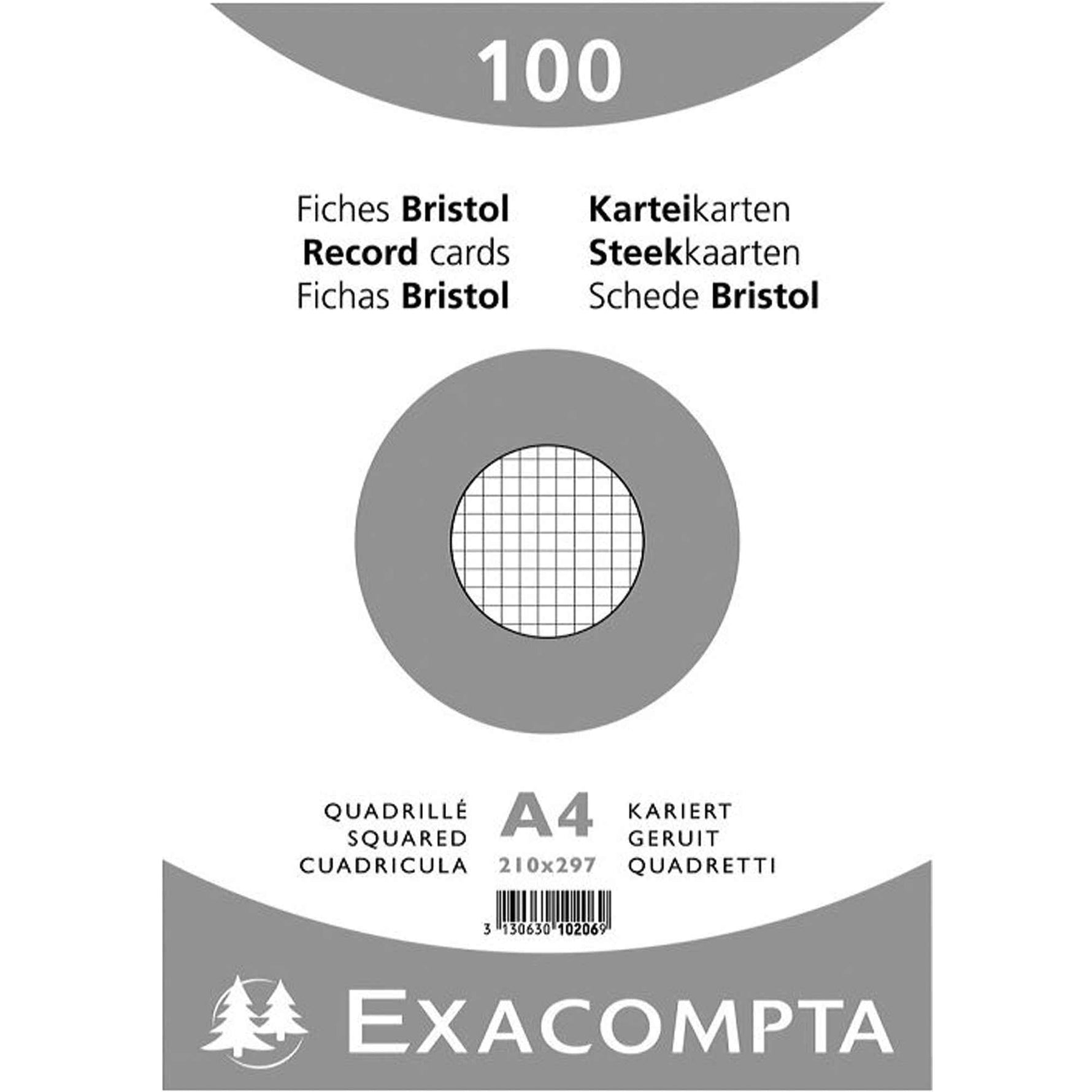 Exacompta Karteikarte DIN A4 kariert