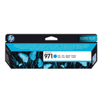 HP Tintenpatrone 971 Cyan, original Tintenpatrone für HP Drucker, zeigt die blaue Tintenpatrone im Karton