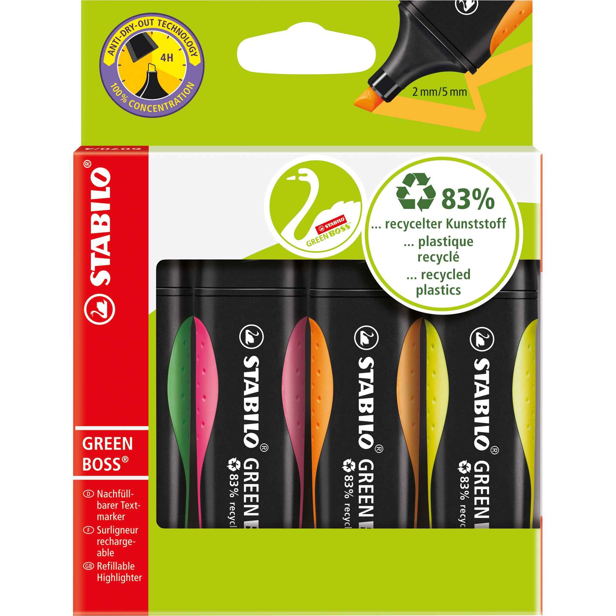 STABILO® Textmarker GREEN BOSS® 4 St./Pack.