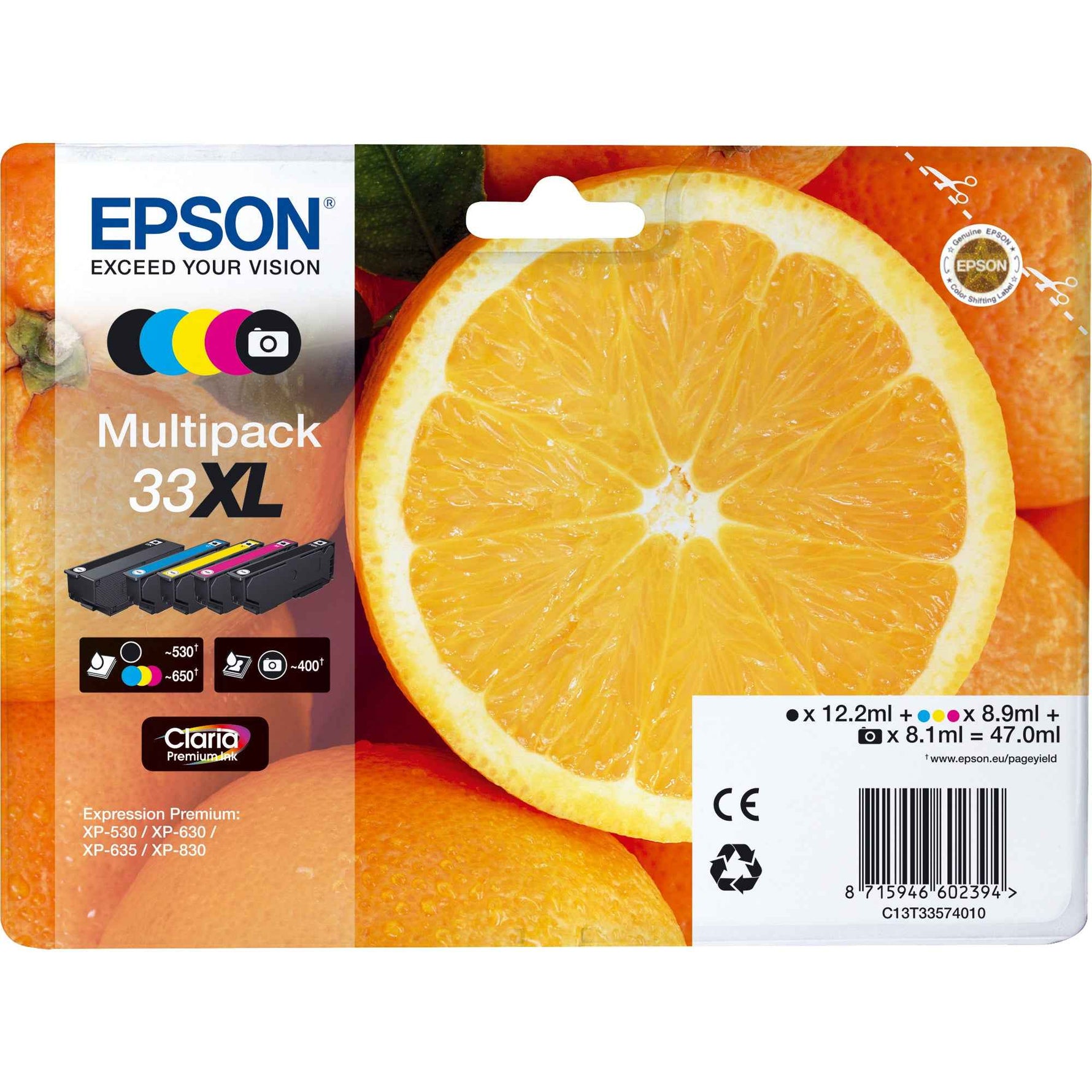 Epson Tintenpatrone 33XL schwarz, cyan, magenta, gelb, fotoschwarz