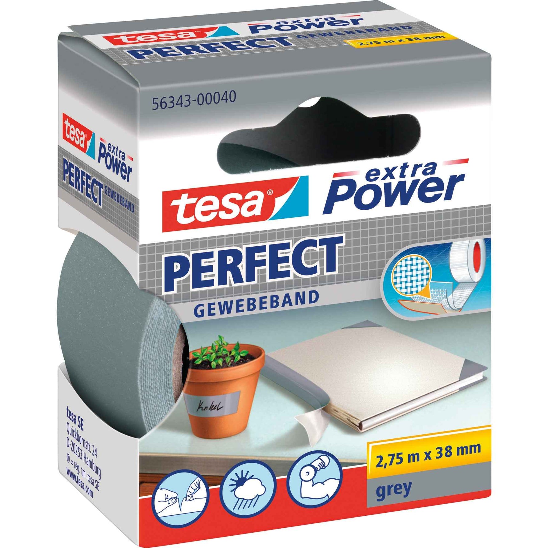 tesa® Gewebeband extra Power® Perfect 38 mm x 2,75 m (B x L)