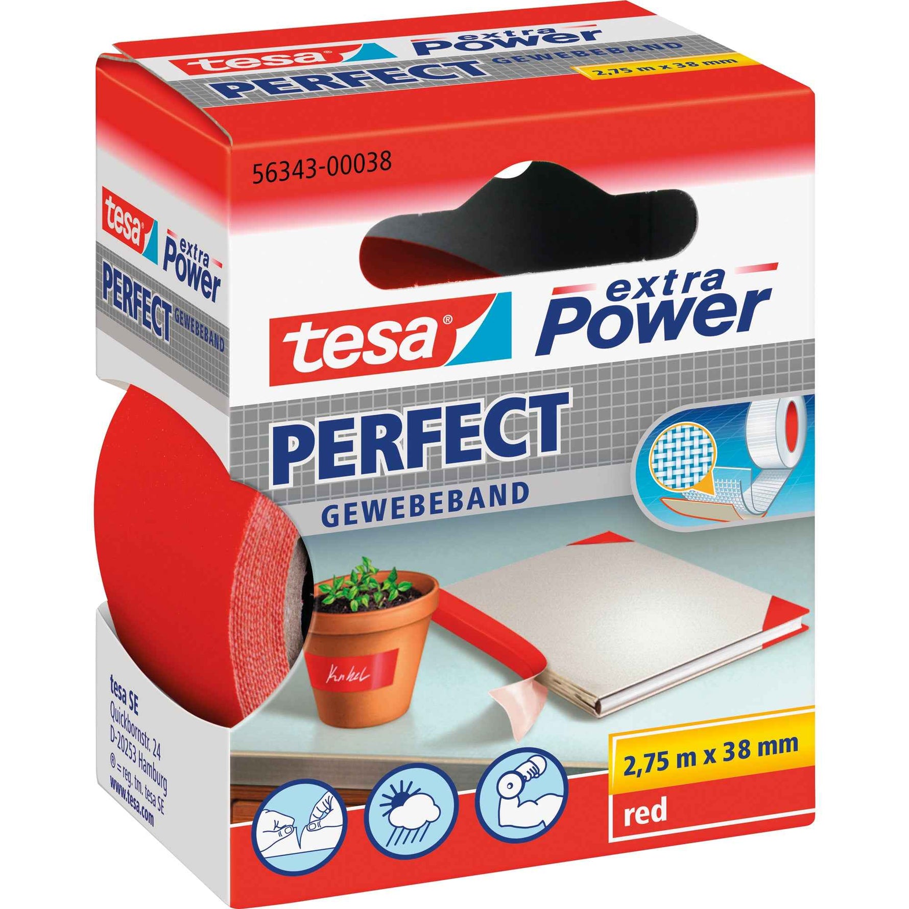 tesa® Gewebeband extra Power® Perfect 38 mm x 2,75 m (B x L)