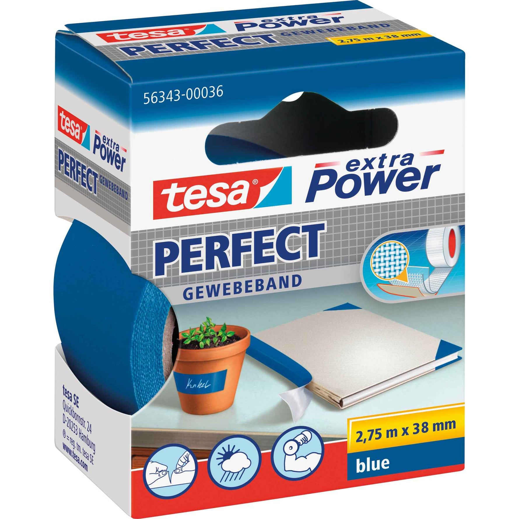 tesa® Gewebeband extra Power® Perfect 38 mm x 2,75 m (B x L)