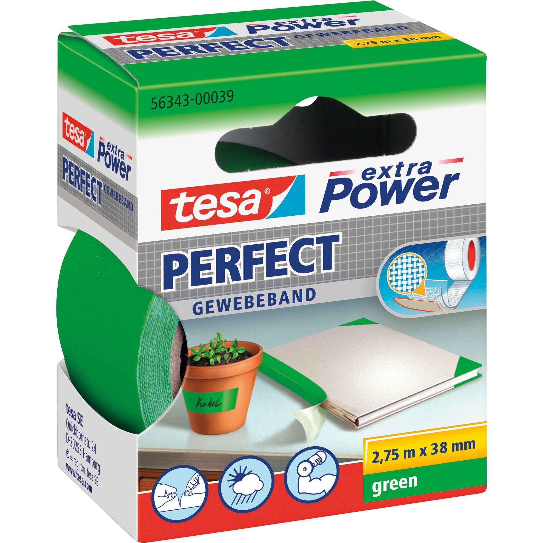 tesa® Gewebeband extra Power® Perfect 38 mm x 2,75 m (B x L)