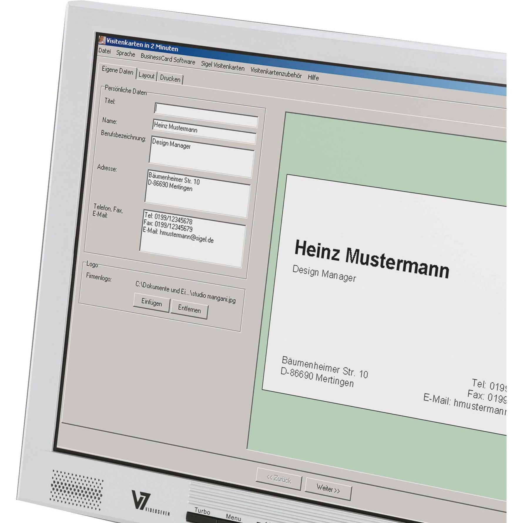 SIGEL Visitenkarte 225 g/m² ohne abgerundete Ecken 1.000 St./Pack.
