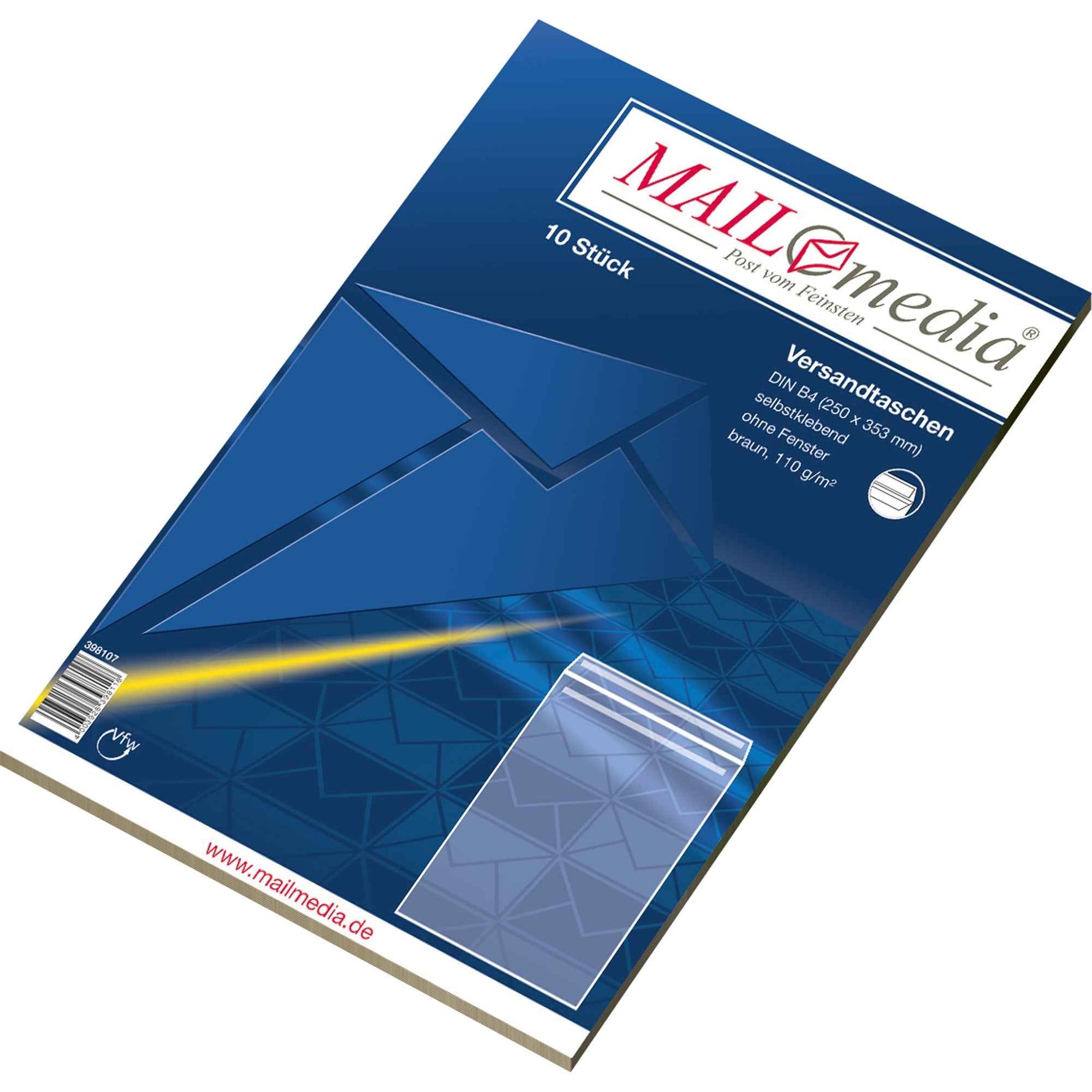 MAILmedia Versandtasche DIN B4 ohne Fenster 10 St./Pack.