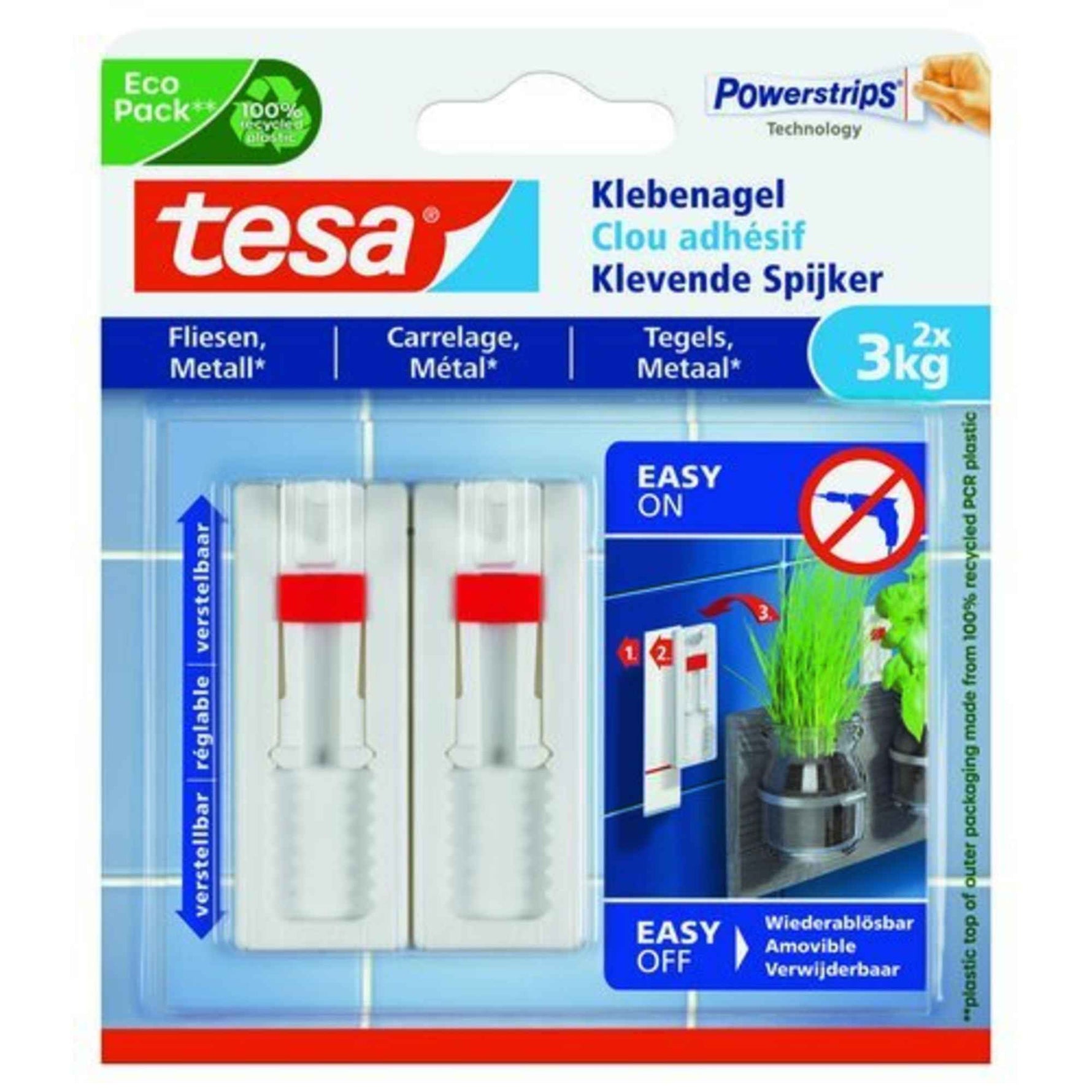 tesa® Klebenagel Fliesen, Metall 2 St./Pack.