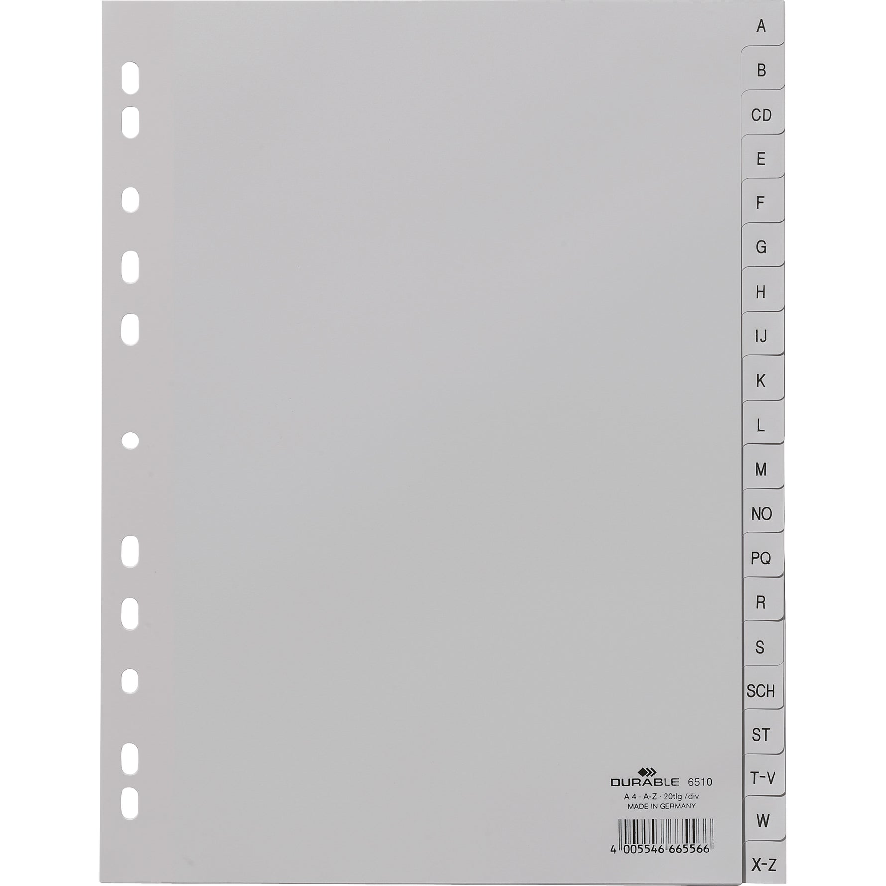 DURABLE Ordnerregister DIN A4 Vollformat A-Z grau 20-teilig - Wiepa Bürofachpartner