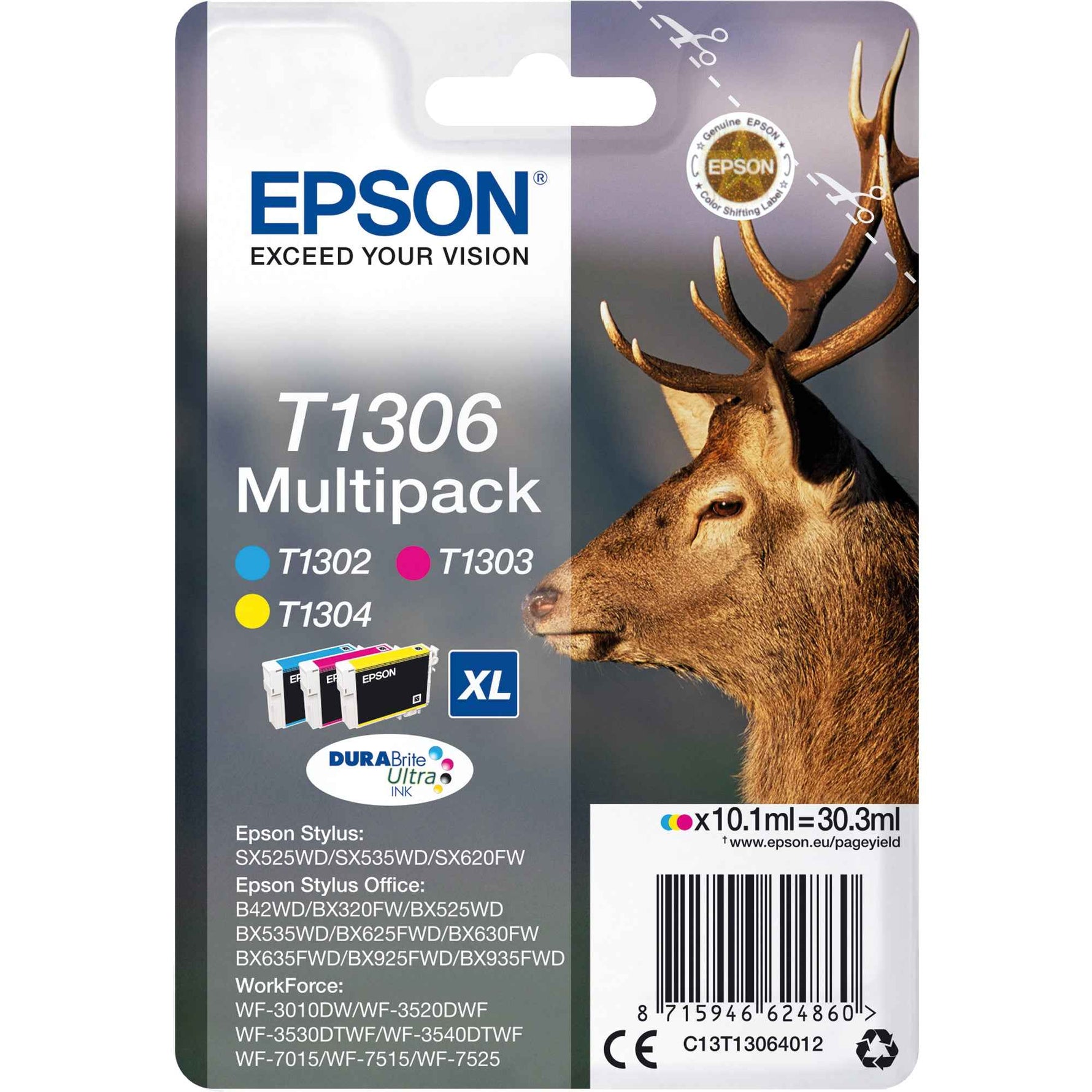 Epson Tintenpatrone T1306 cyan, magenta, gelb