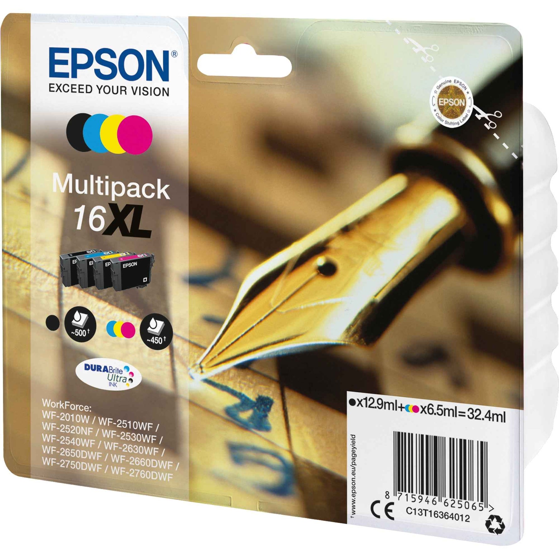 Epson Tintenpatrone 16XL schwarz, cyan, magenta, gelb