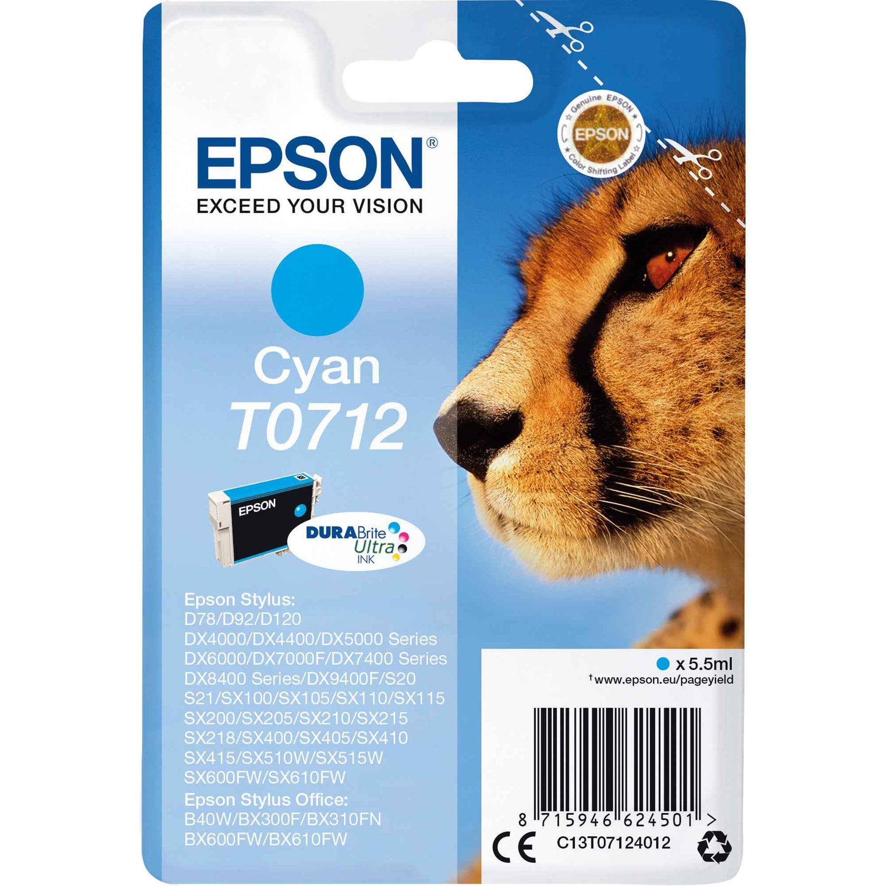 Epson Tintenpatrone T0712 cyan