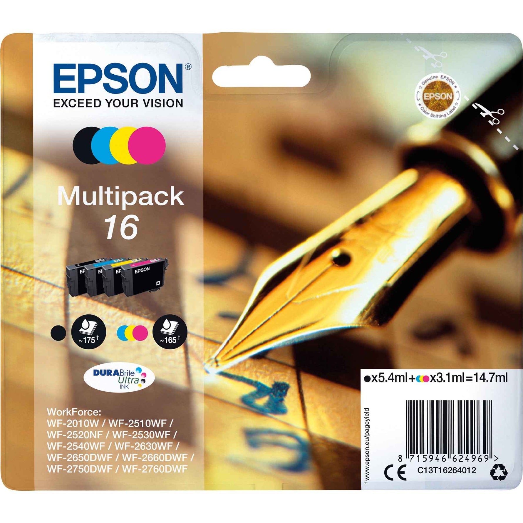 Epson Tintenpatrone 16 schwarz, cyan, magenta, gelb