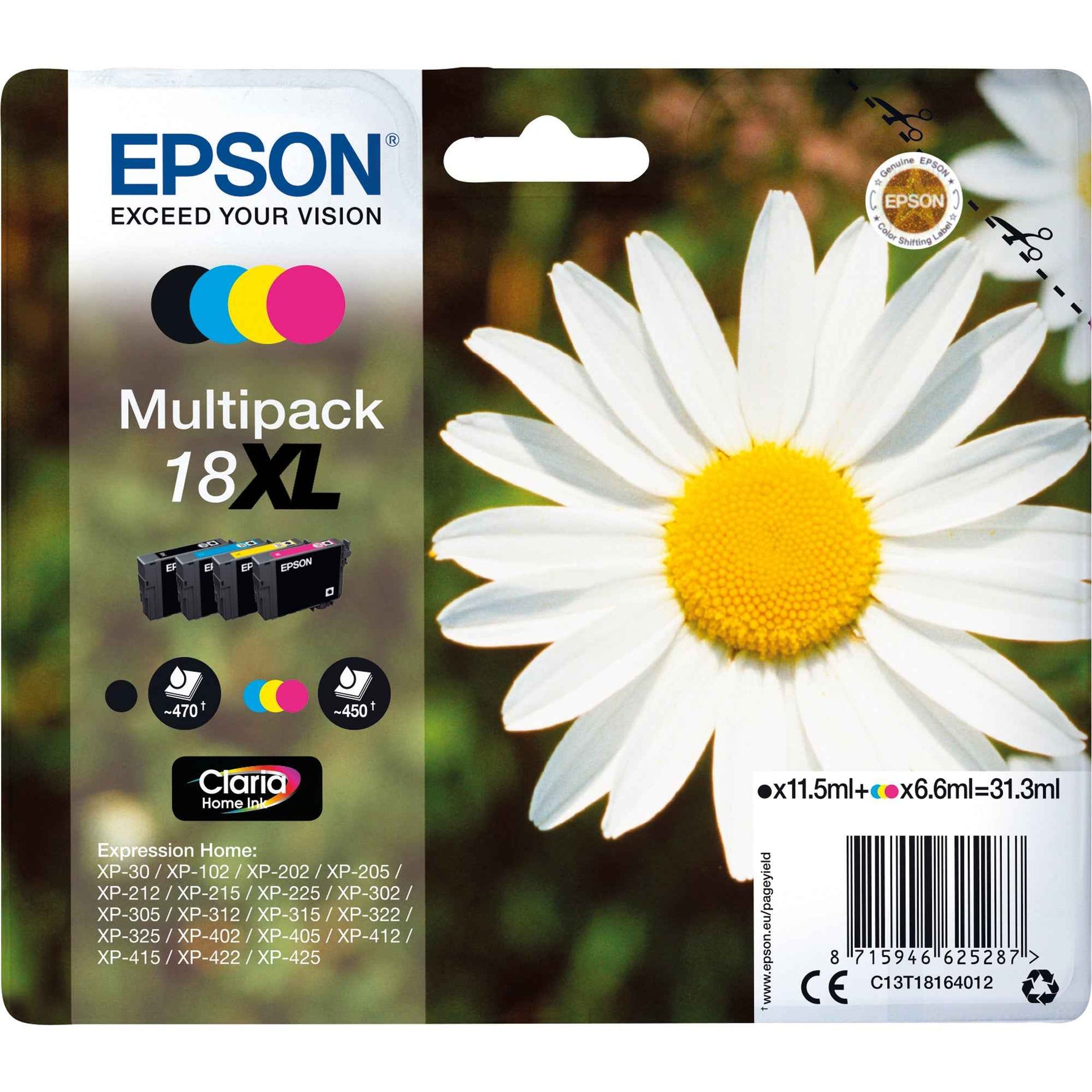 Epson Tintenpatrone 18XL schwarz, cyan, magenta, gelb