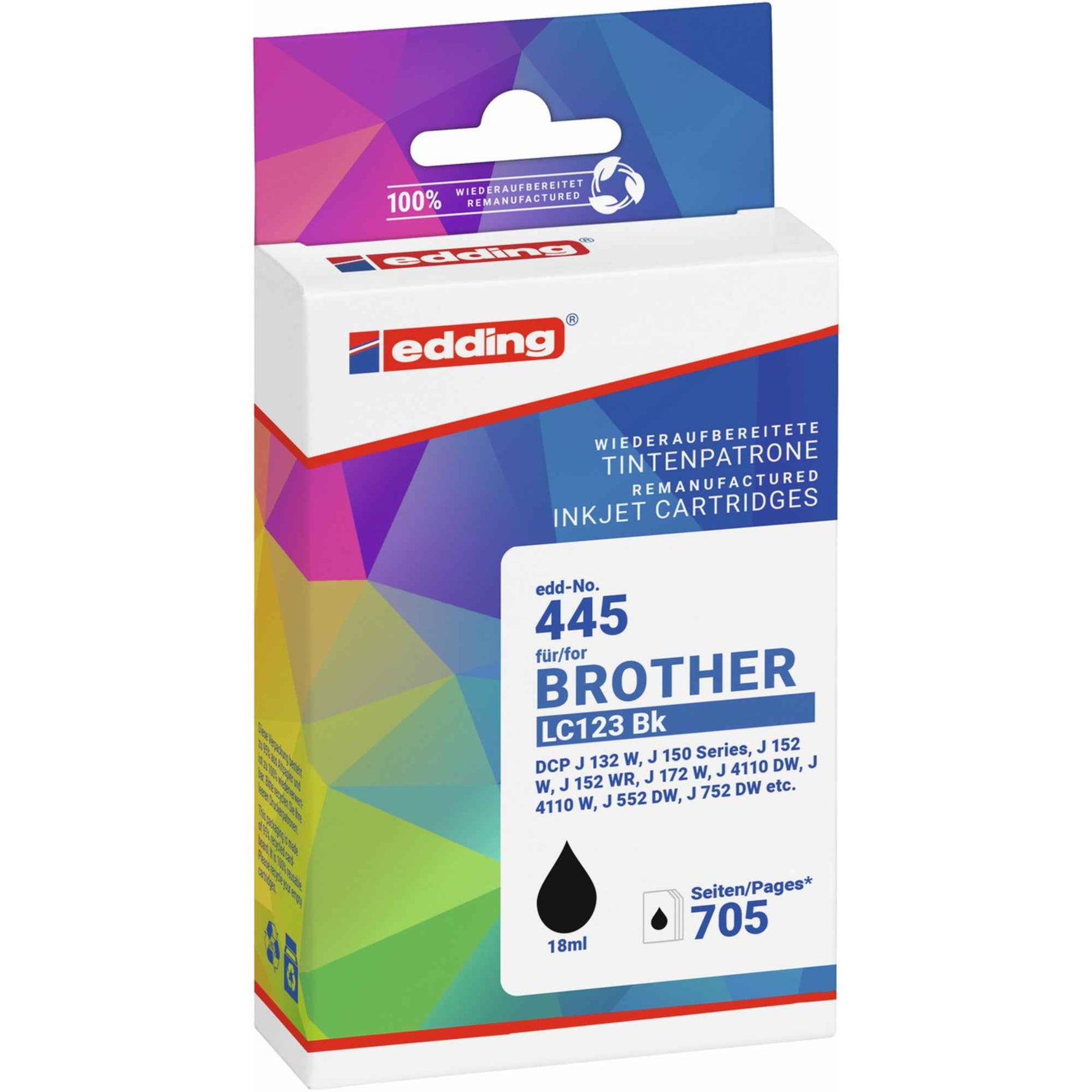 edding Tintenpatrone Kompatibel mit Brother LC-123BK schwarz
