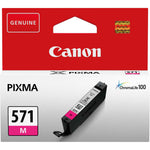 Canon Tintenpatrone CLI-571M Magenta für Drucker, seitliche Ansicht mit sichtbarer Magentafarbe, original Canon Tintenpatrone