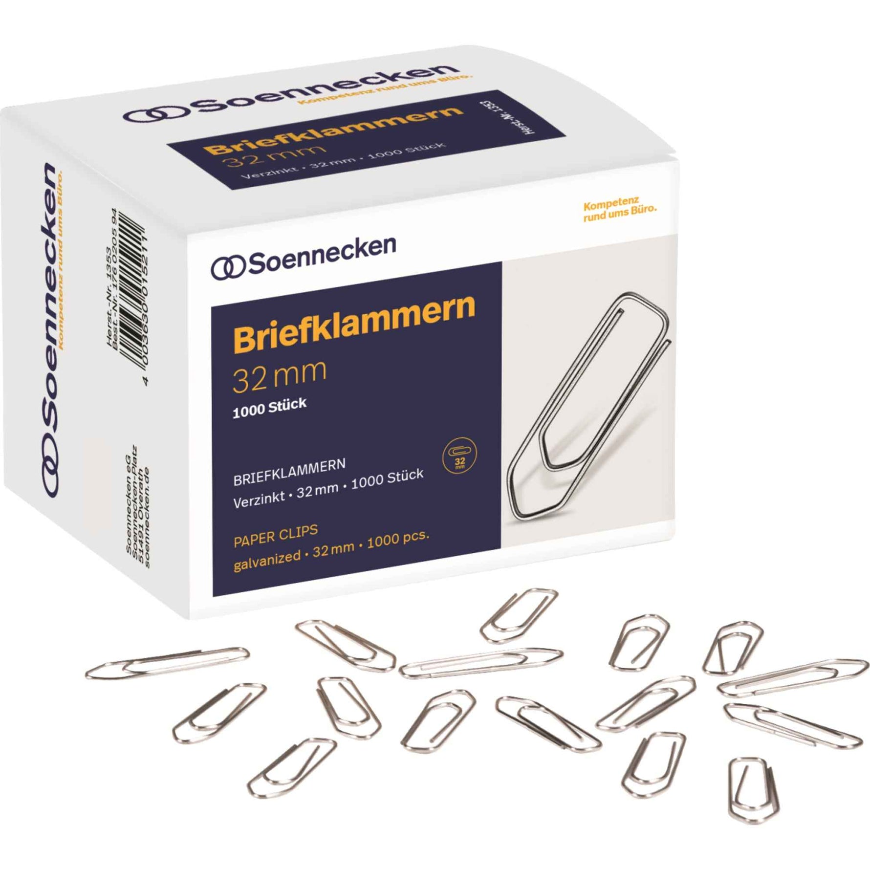 Soennecken Büroklammer spitze Form 1.000 St./Pack.