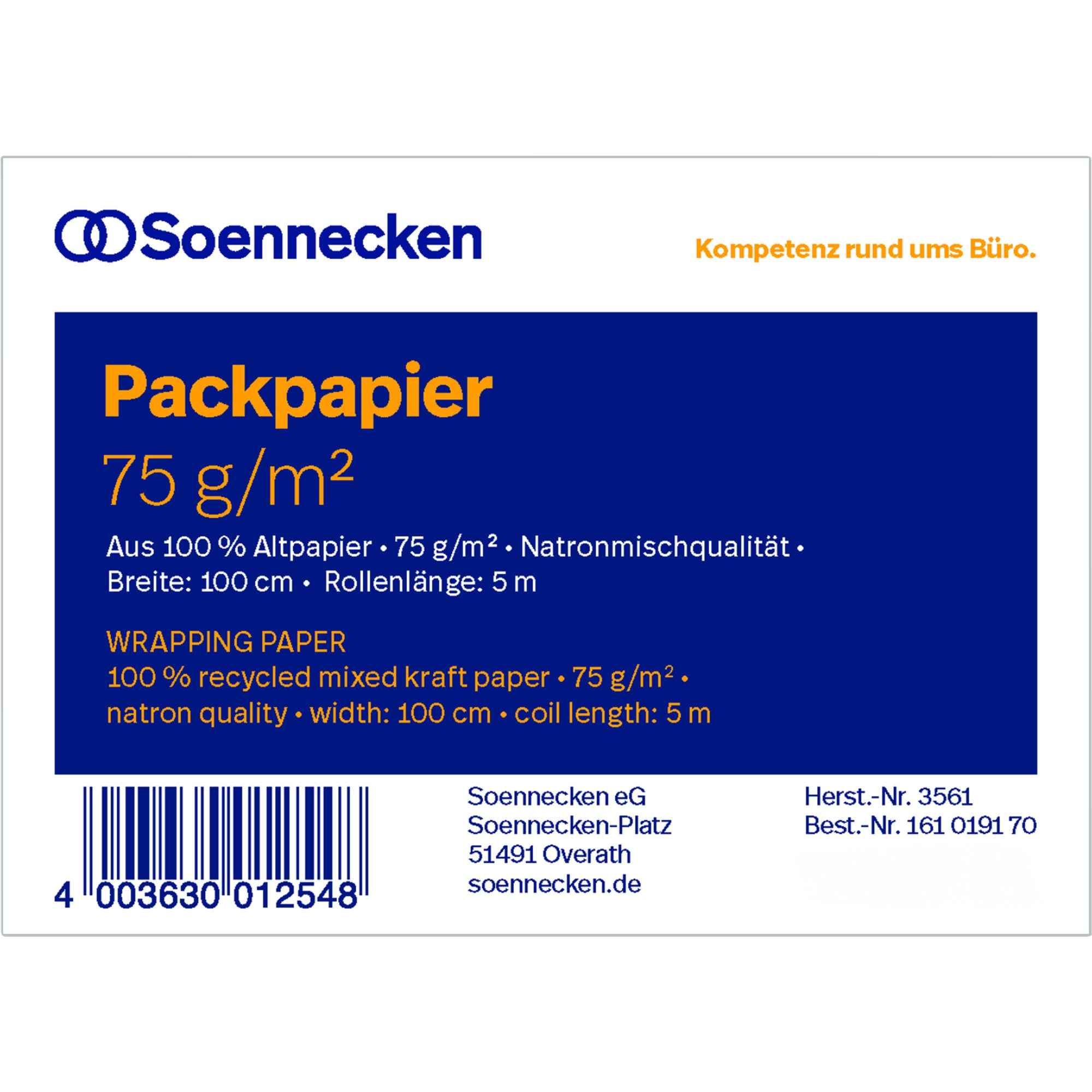 Soennecken Packpapierrolle 100 cm x 5 m (B x L)