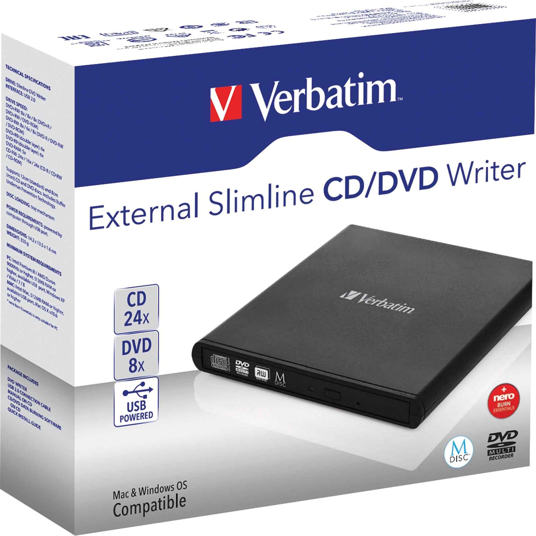 Verbatim Laufwerk extern Slimline CD/DVD