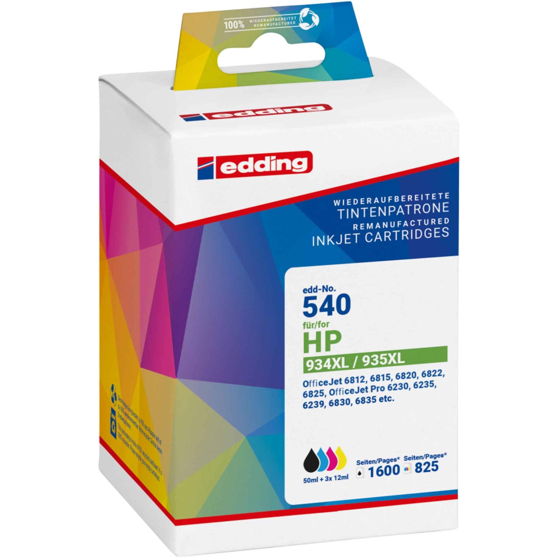 edding Tintenpatrone kompatibel mit HP 934XL/935XL, schwarz, cyan, magenta, gelb, für Drucker, hochwertige Ersatzpatrone
