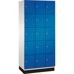 C+P Schließfachschrank Cambio mit Sockel 900 x 1.950 x 525 mm (B x H x T) 15 Fächer lichtgrau